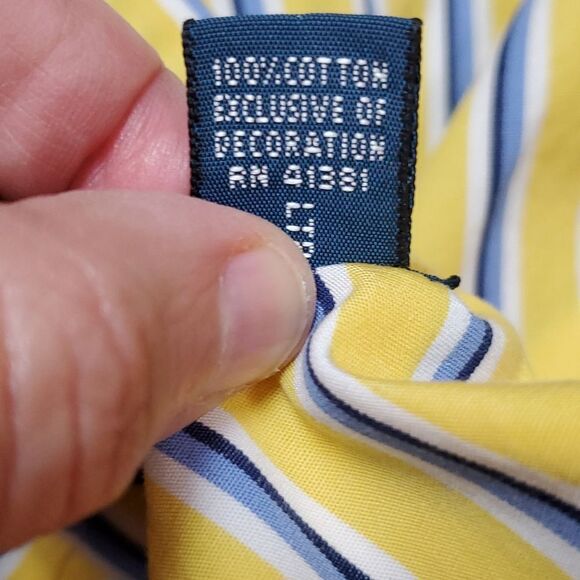 Ralph Lauren Yellow, Blue & White Striped Classic Dress Shirt - Picture 6 of 7